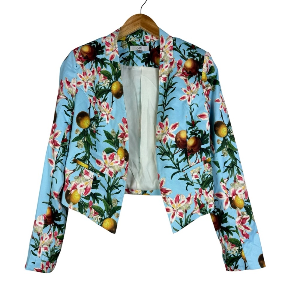 Ovi Cropped Jacket Blazer Medium Floral Fruit